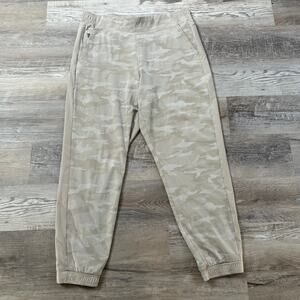 Athleta Beige Camo Print Jogger Pants Elastic Waist Ankle Zip Pockets Size 14